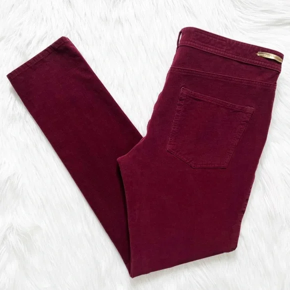 SOLD-Anthropologie Burgundy Wine Micro Cord Skinny Chino Pants - Picture 8 of 11